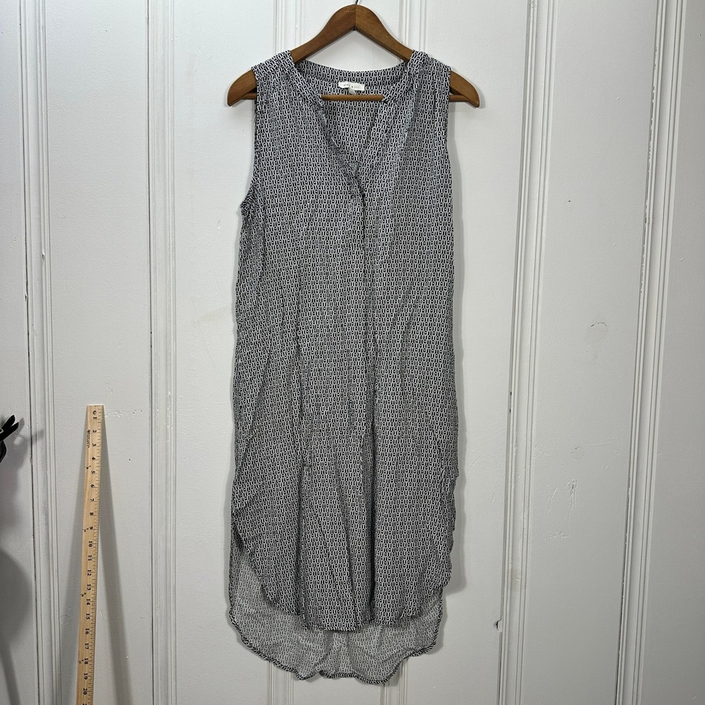 Alex & Lili Tunic Dress Womens L Black White Excellent High Low Chain Link Print